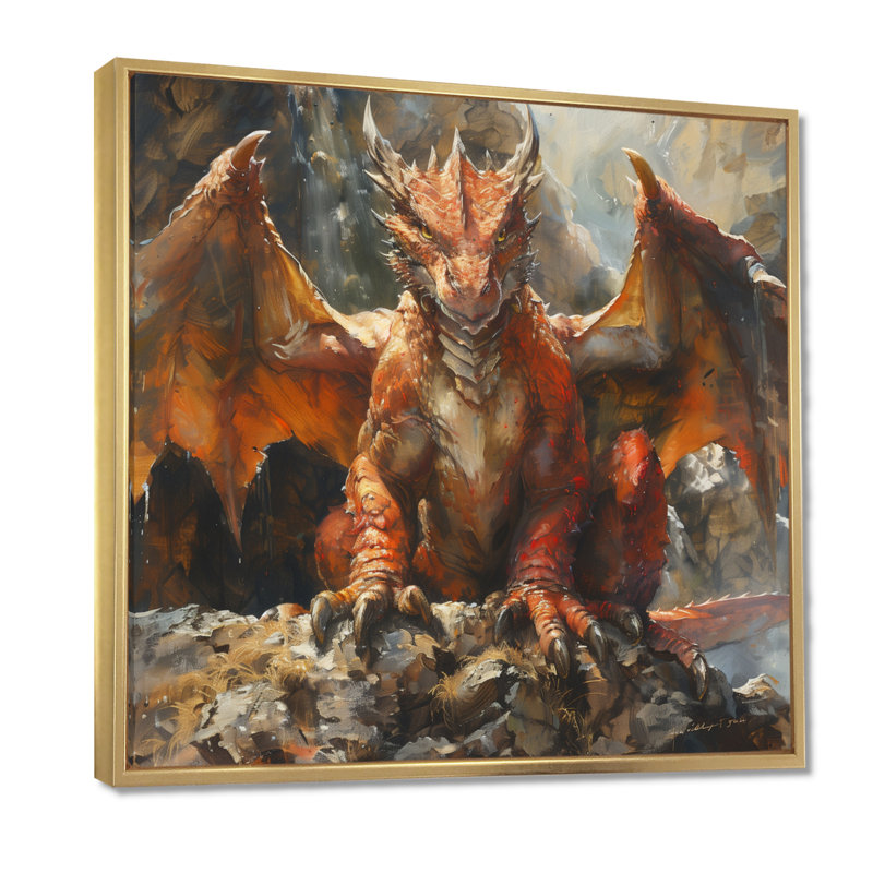  «Orange Beige Dragons Mythical Creature - décoration murale Mythical Creatures, Sans cadre, métal, H 16 po x l 16 po