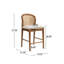 Tabouret de bar Cayli, hauteur d'assise 66 cm, style moderne du milieu du siècle, en bois d'hévéa naturel, avec dossier en rotin et assise rembourrée.-135737777-135737781