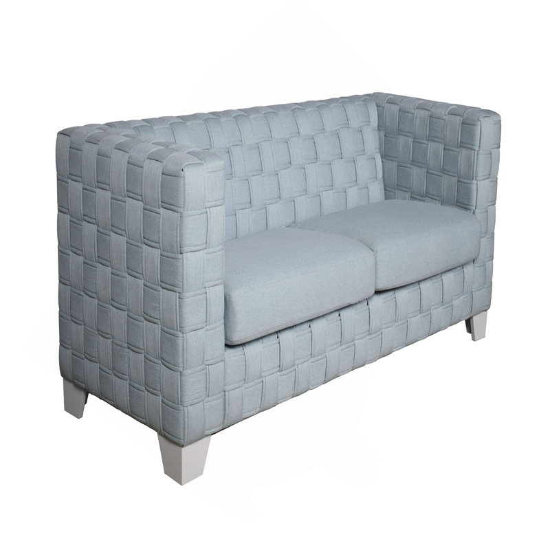 Light Teal Chenille & White Finish Sofa