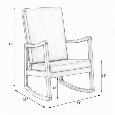 Chaise berçante Raina en cuir synthétique brun foncé et finition espresso