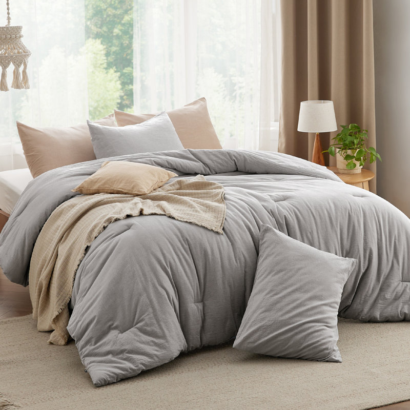 Best Seller Bedsure Cotton Fabric With Microfiber Inner Fill Comforter Set, 143TC, Full Comforter with 2 Pillowcases