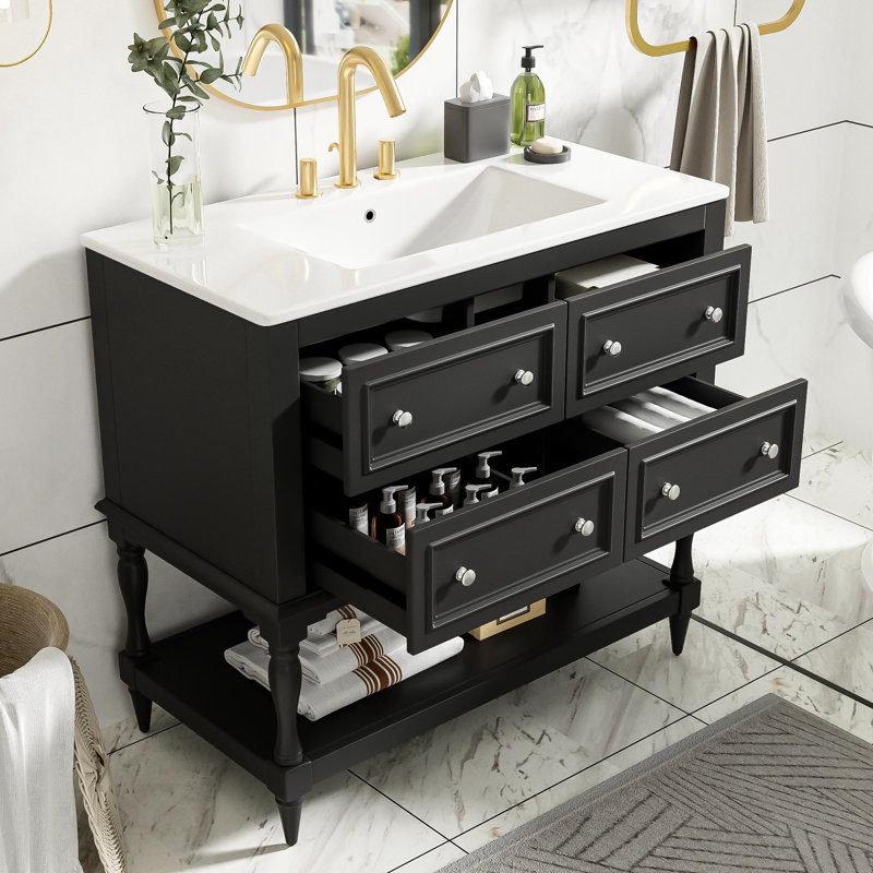 Ensemble de meuble-lavabo 36 po avec lavabo, Noir