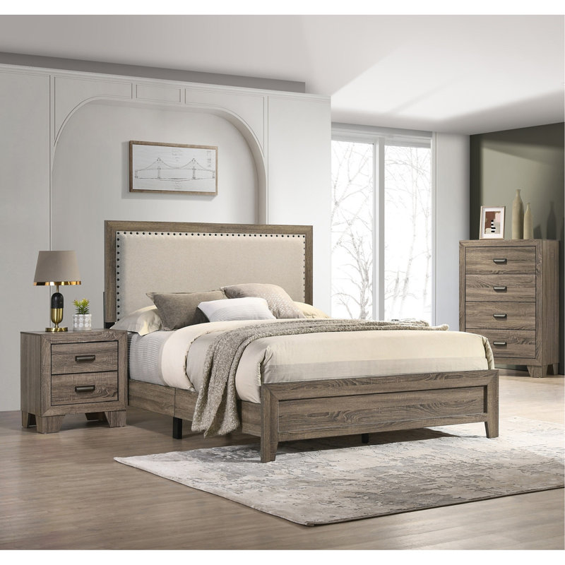 Tête de lit tapissier à tête de lit capitonnée avec garniture cloutée grise, Très grand lit, Gris