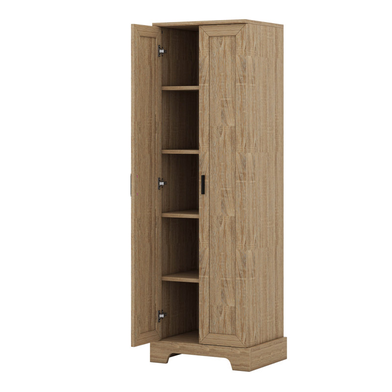 Armoire de rangement avec tablette réglable, deux portes pour la salle de bain ou le bureau, Brun