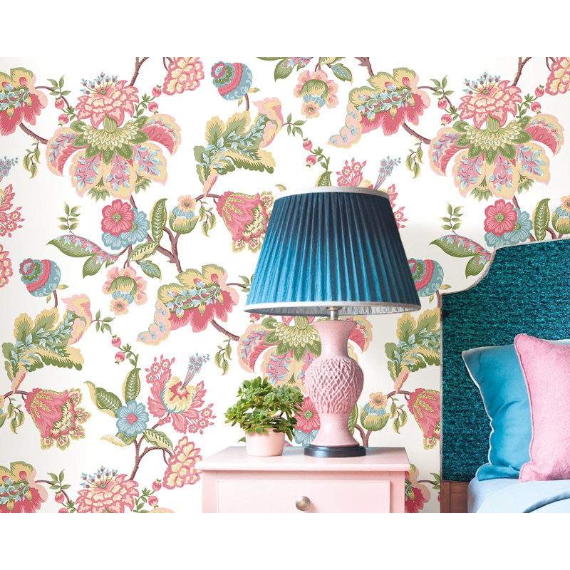 Blooming Garden Collection Jacobean Garden Wallpaper Roll, Pink