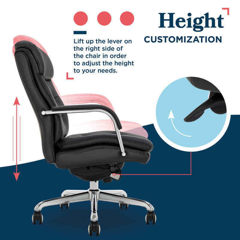 Sonata Leather Swivel Executive Office Chair, Black, Chrome