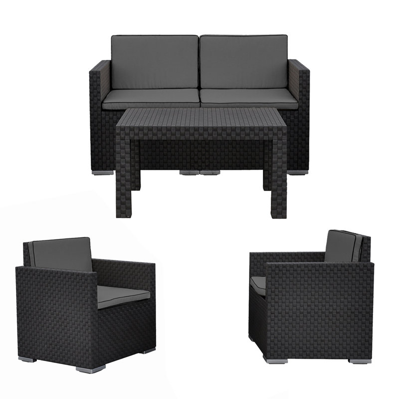 Egidio 4 Seater Rattan Effect Conversation Set