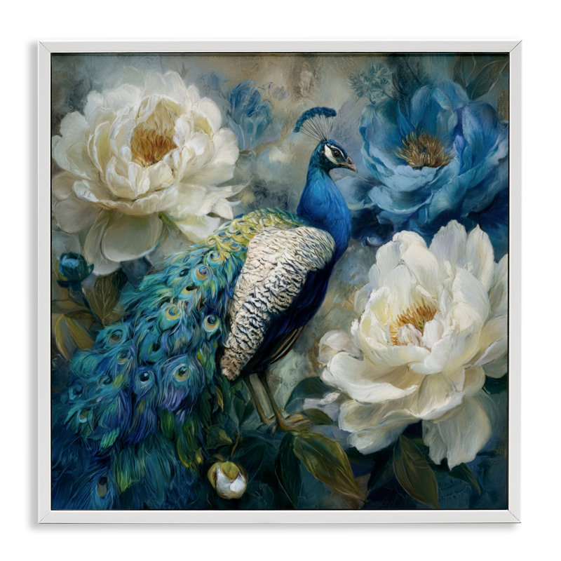 Jolies pivoines, giclée encadrée, design par Tina LeCour, Coastal White Framed Giclee, H 17 po x l 17 po