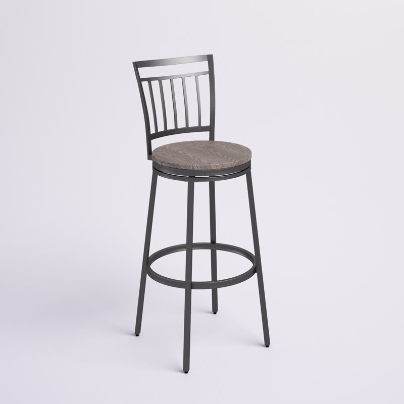 Kanagy Swivel Counter Stool with Metal Frame, Counter Stool (25" Seat Height), Dark Driftwood