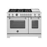 Master Series All-Gas Range 48" - 6 Brass Burners + Electric Griddle - Gas Oven