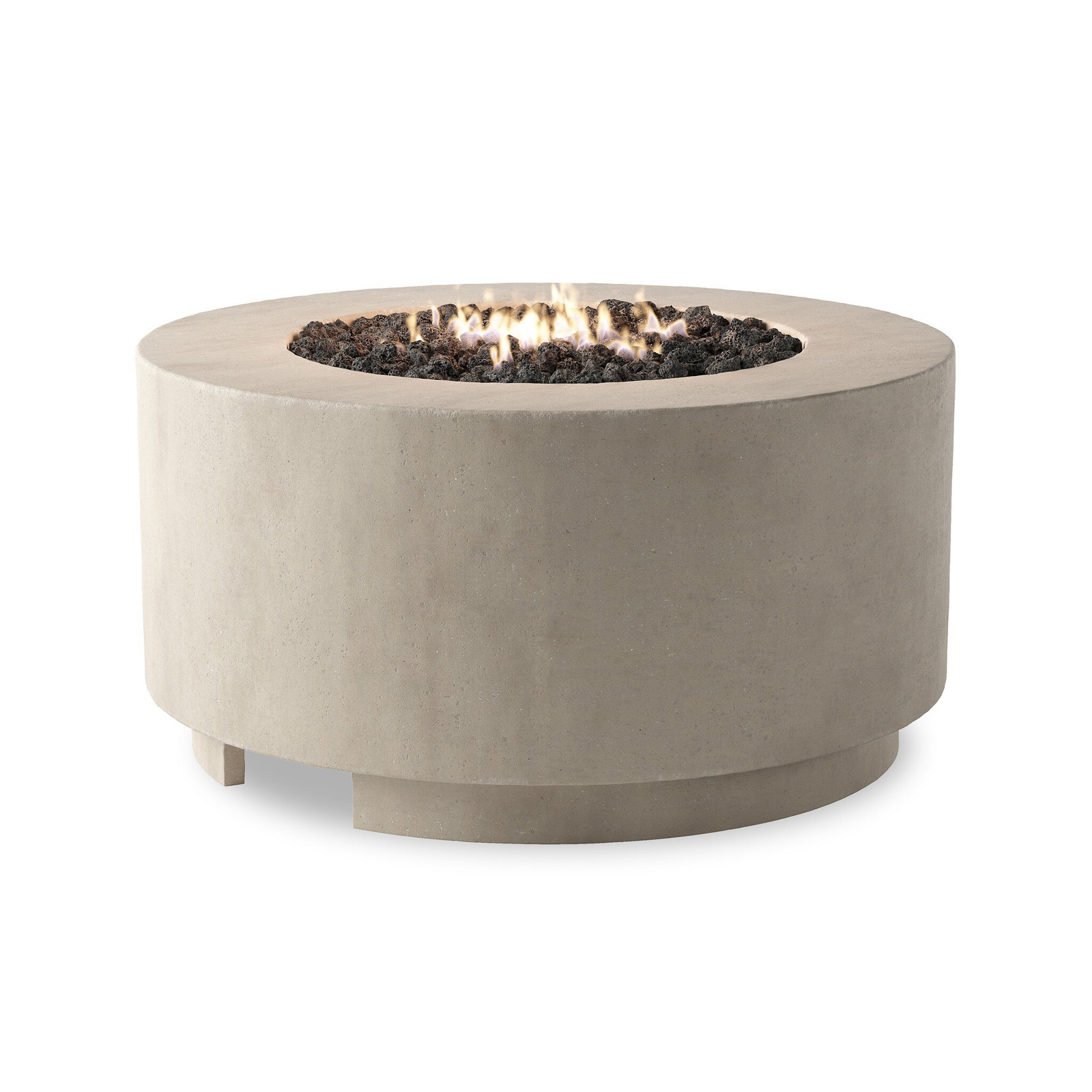 Round Fire Pit Table, Natural Concrete, Natural Gas