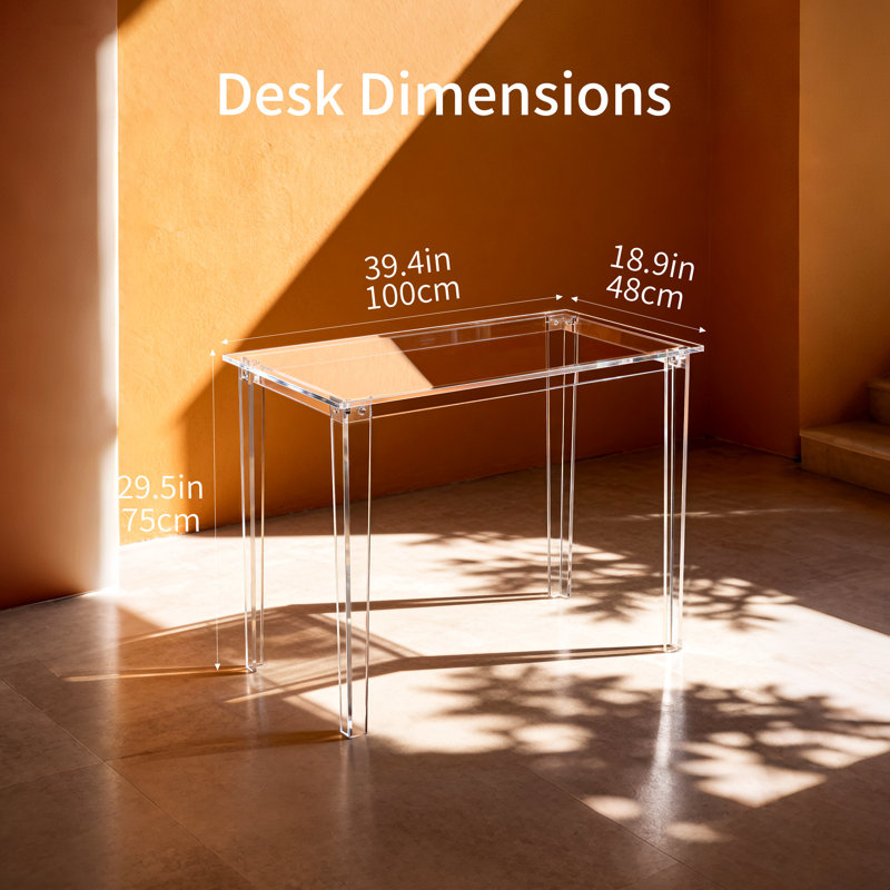  Acrylic Desk, Clear Modern Writing Table For Home Office (Clear,Nomal), 29.5" H x 39.4" W x 18.9" D, Clear