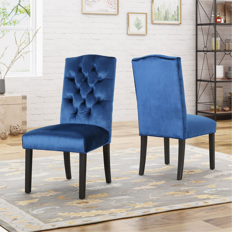 Chaise d'appoint rembourrée et capitonnée Éthylène, Mélange de polyester vert sarcelle, Noir, noir, noir, noir