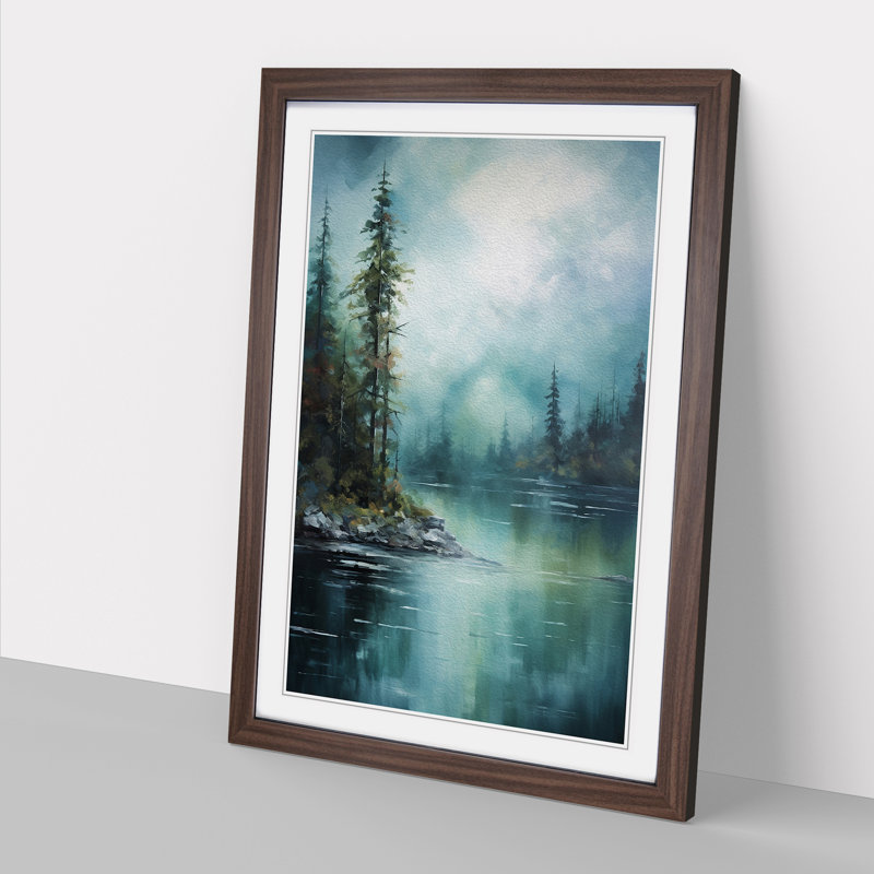 Lake Abstract - Framed Print, 46cm H x 34cm W x 2cm D, Walnut
