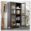 Vitrine de rangement en métal classique avec 4 portes en verre et tablettes réglables