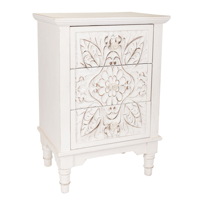 Alleta 46cm W Bedside Table, Antique White