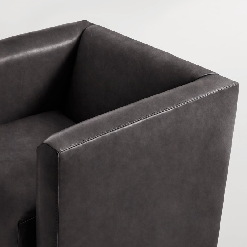 Double Down Armchair, Slate Genuine Leather