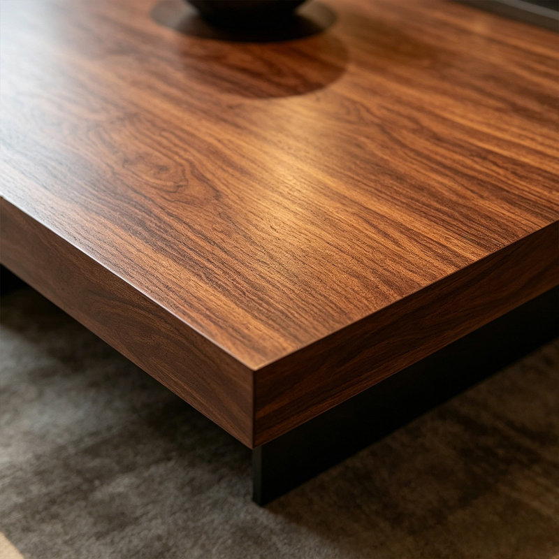 Table basse carrée en bois manufacturé brun