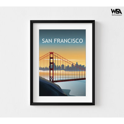 Californie, affiche de San Francisco, impression d'affiche de ponts, grand bureau de Californie, grandes villes, décor de l'État de Californie