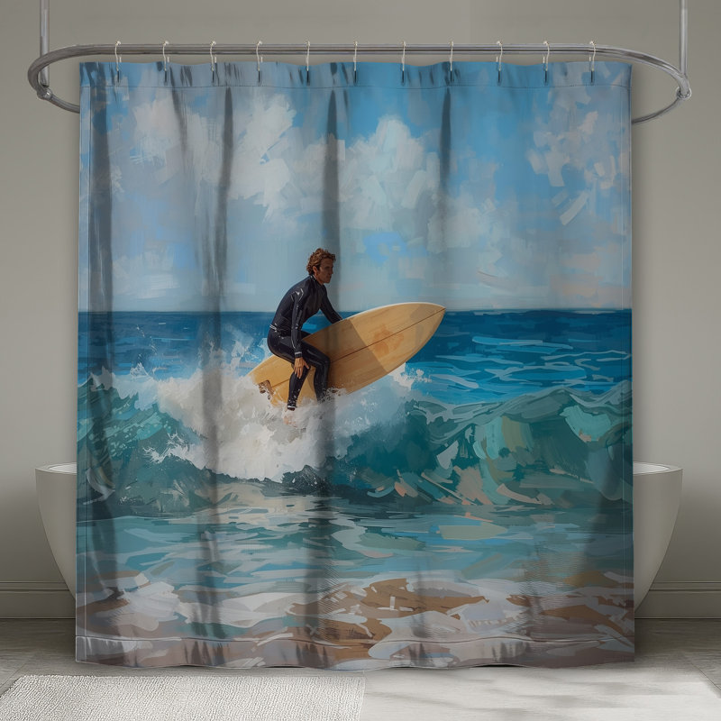Rideaux de douche Surfer Ride Ocean Wave, L 70 po x H 84 po