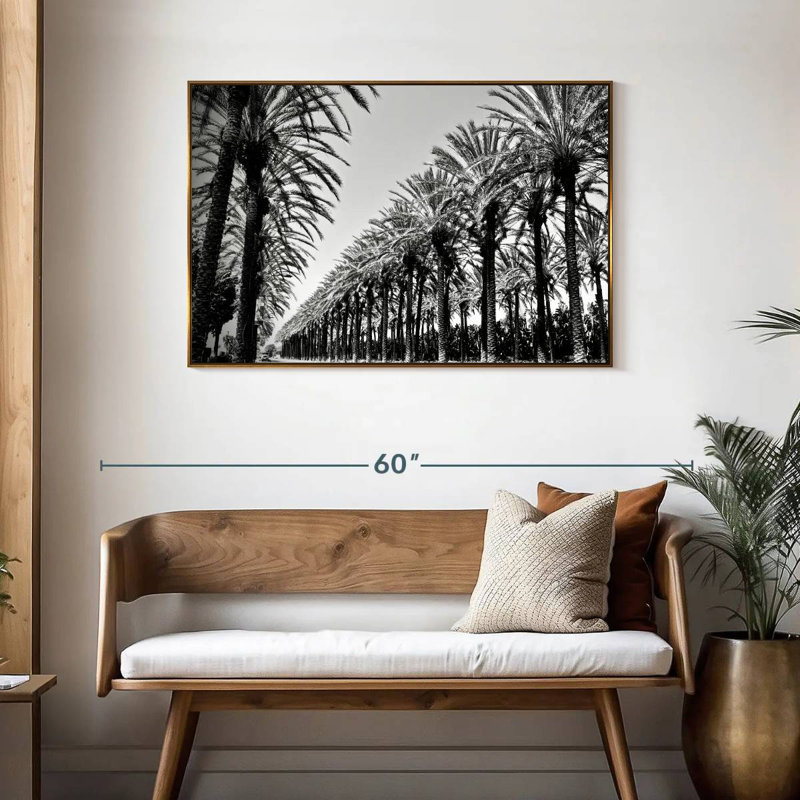 Palmiers en ordre, Cadre flottant doré, 43 po x 29 po