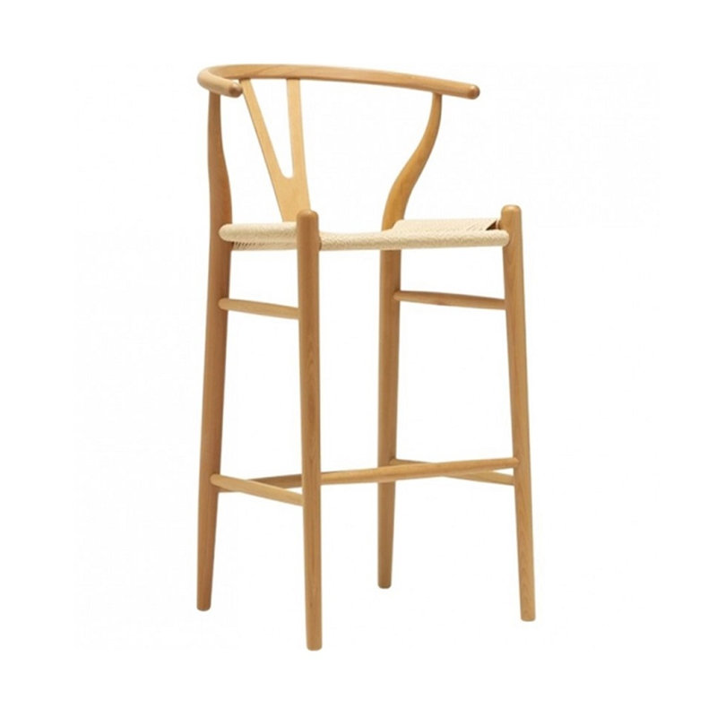 Wicker Counter Stool with Solid Wood Frame