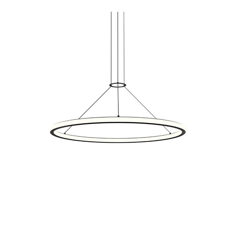 Luna LED Round Pendant Light in Satin Black for Indoor/Outdoor Use