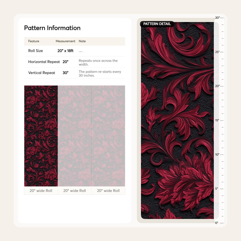 Papier peint damassé floral