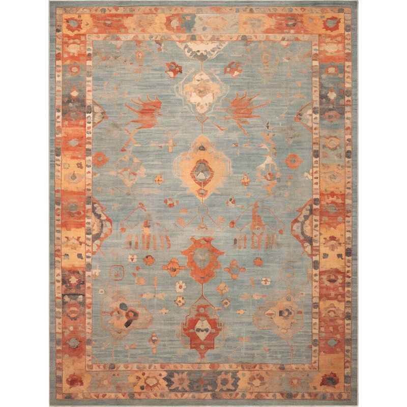 Tapis bleu pastel Bungalow Rose Adrith Marmaris, Rectangle 7 pi 7 po x 9 pi 10 po