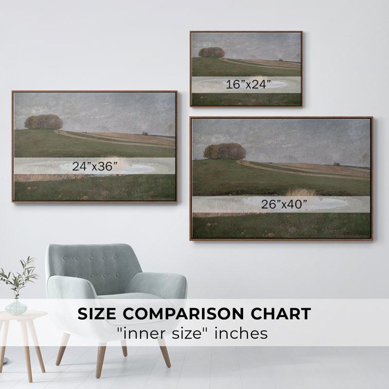 Paysage rétro - Dxxix, H 17 po x l 25 po x P 2 po, Toile encadrée noyer flottant