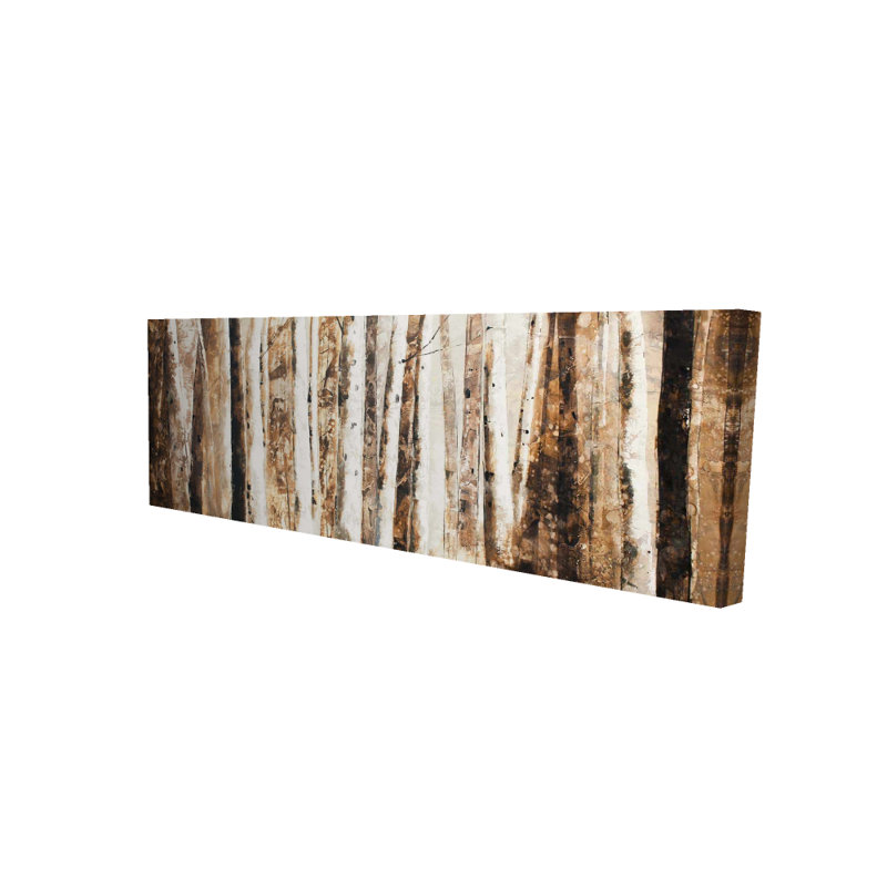 Arbres modernes sur toile brune | Décoration murale forêt abstraite
