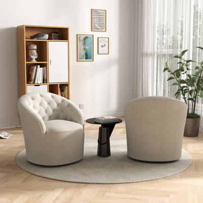 Kehr Velvet Swivel Barrel Chair