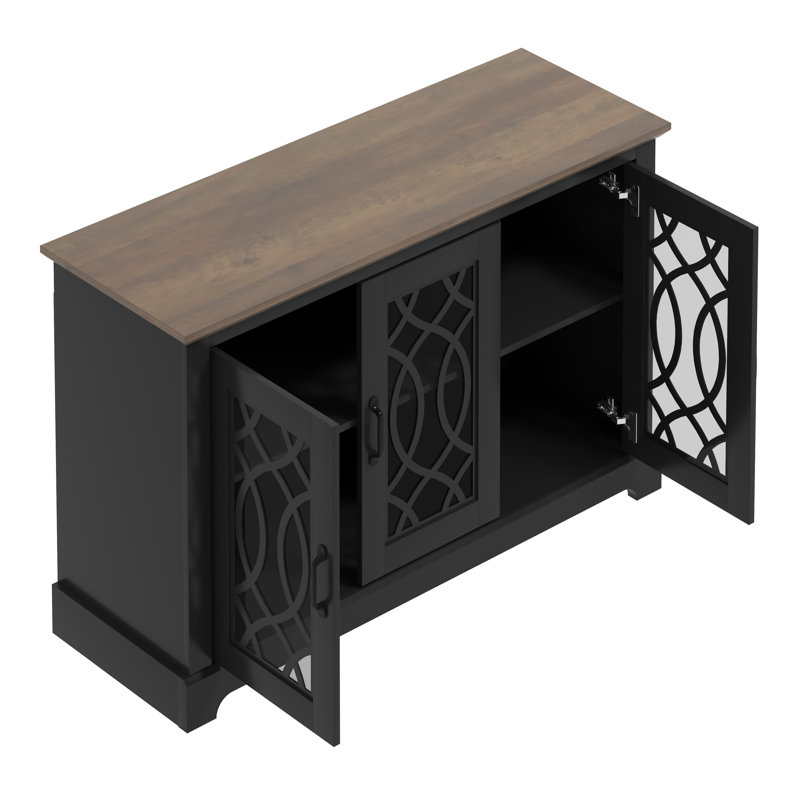 Ensemble de salon Weddel Basilico avec buffet et table basse, Chêne noueux, Noir