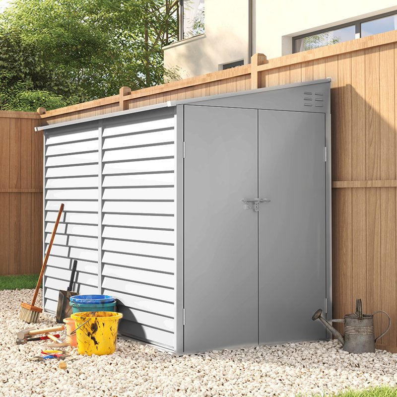 Atiq 9 ft. W x 4.7 ft. D Metal Pent Garden Shed, White
