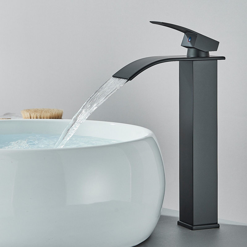Clynt Modern Bathroom Sink Faucet Waterfall Tall Single Lever Handle Single Hole Mono Basin Mixer, Chrome