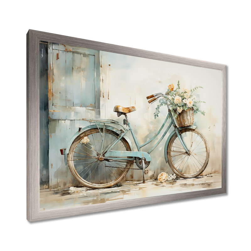 Vélo, pédalage tranquille en V - art mural vélo, Cadre photo unique, H 30 po x l 40 po, Argent argent