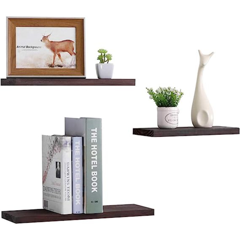Zamian 3 Piece Solid Wood Floating Shelf