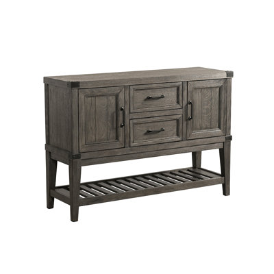 Desserte Harpersfield Foundry de 54 po de largeur avec 2 armoires, 2 tiroirs et tablette, étain brossé