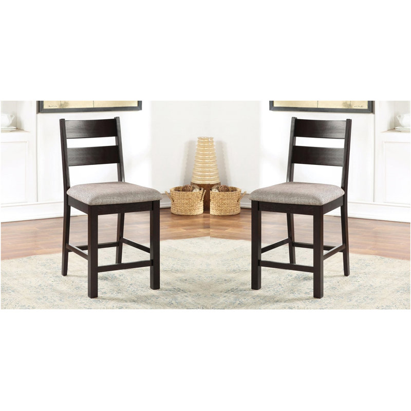 Ensemble de chaises de salle à manger rembourrées en tissu, ensemble de chaises d'appoint 2 pièces à dossier échelle, couleur espresso