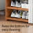 Space-Saving Foldable Shoe Rack - Multi-Layer Bamboo Shoe Organizer For Home, Entryway Storage With Dust-Proof Curtain