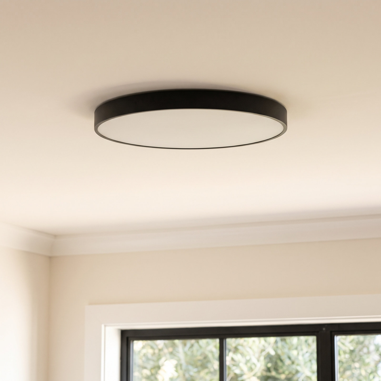 Warrenton Single Light Acrylic LED Flush Mount, 0.75" H 11" W x 11" D, Black