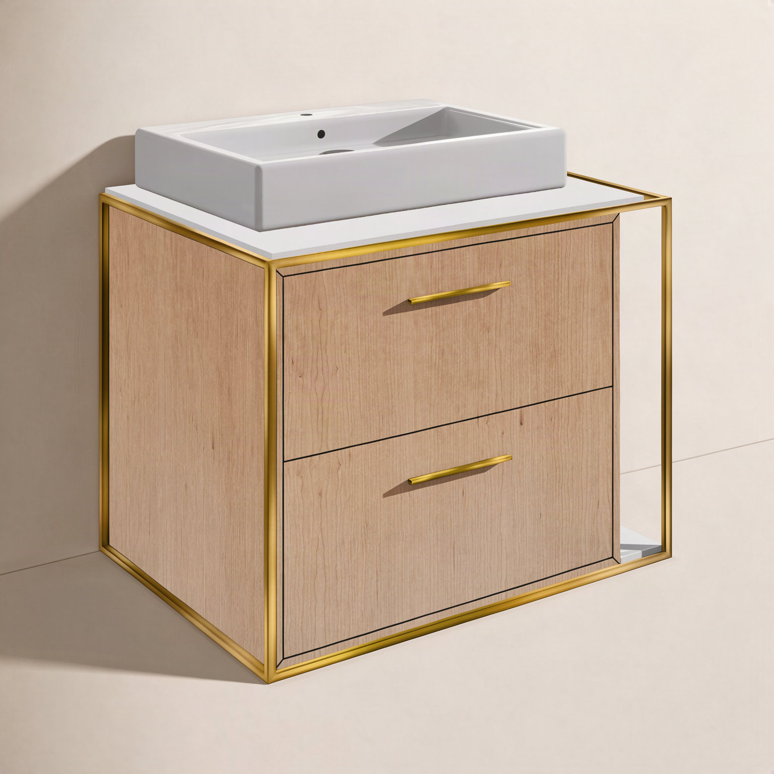 Linea 24'' Single Bathroom Vanity, Brass, Single-Hole, Horizon Blue