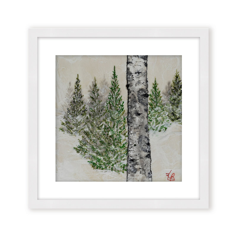 Nature Inspired "Wintered Pines" Canvas Wall Art By , 20" H x 20" W, Framed Print, Beige