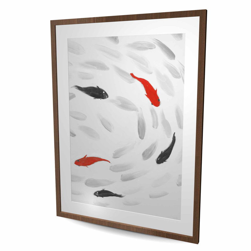 Swimming Fish Swirl - Aquatic Animals Framed Matted Print