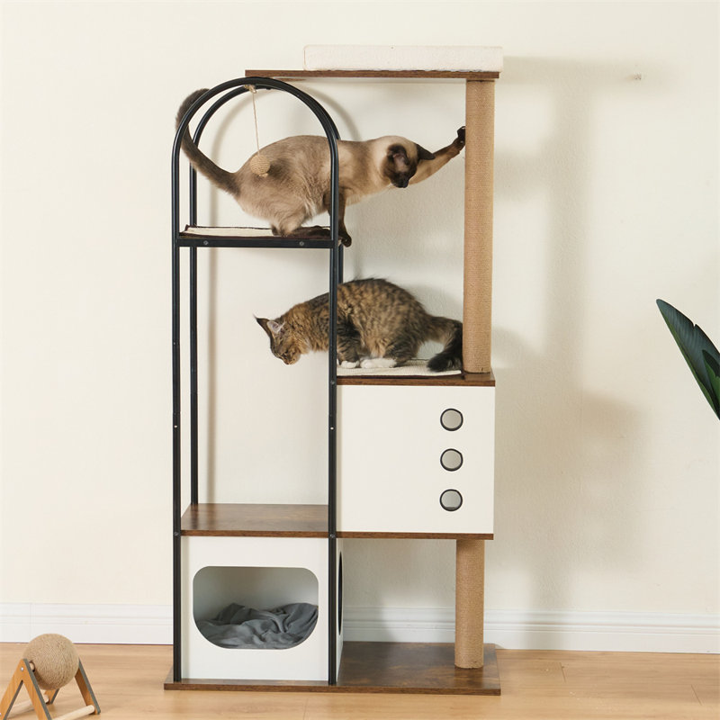 Tour pour arbre à chat pour chat d'intérieur, maison pour tour de chat avec poteau à griffes, condo pour arbre à chat avec patins à gratter, mobilier pour chat avec lit de repos