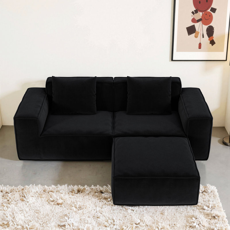 Canapé rembourré, canapé modulaire pour le salon, H 39,39 po x l 86,62 po x P 28,41 po, 3, Noir