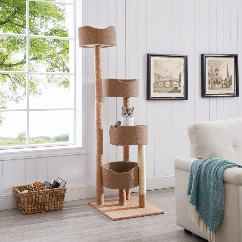 65 " H Cat Scratching Post, Beige