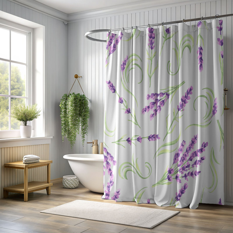 Rideau de douche standard 1 pièce Lavender Mist, H 74 po x l 35 po