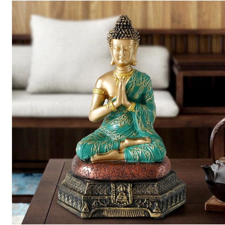 Bungalow Rose Green and Golden Buddha Statue for Meditation, Yoga ...