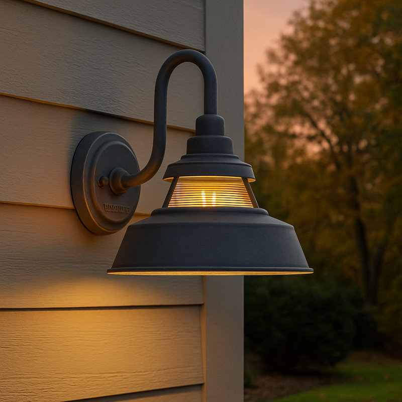 Troyer 1-Light Outdoor Wall Lantern, Aged Zinc, 10" H x 10" W x 10" D
